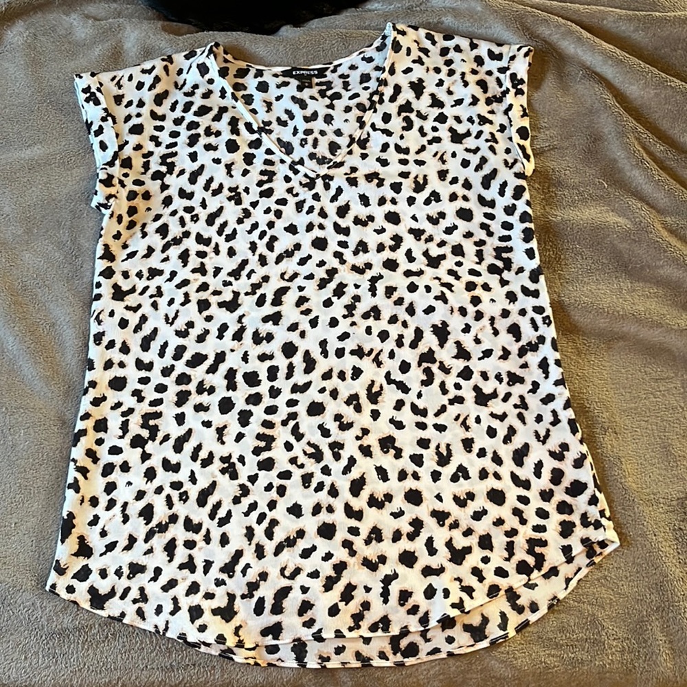 Express Leopard V-Neck Blouse